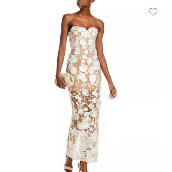 Bronx and Banco Jasmine Blanc Floral Embellished Strapless Gown - Picture 2 of 9